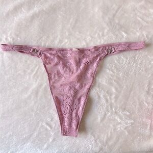 Victorias secret Dream Angels Twinkle Butterfly Lace Thong Panty Dusk Mauve XXL